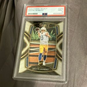 2020 Justin Herbert rookie card panini select mint 9 psa graded